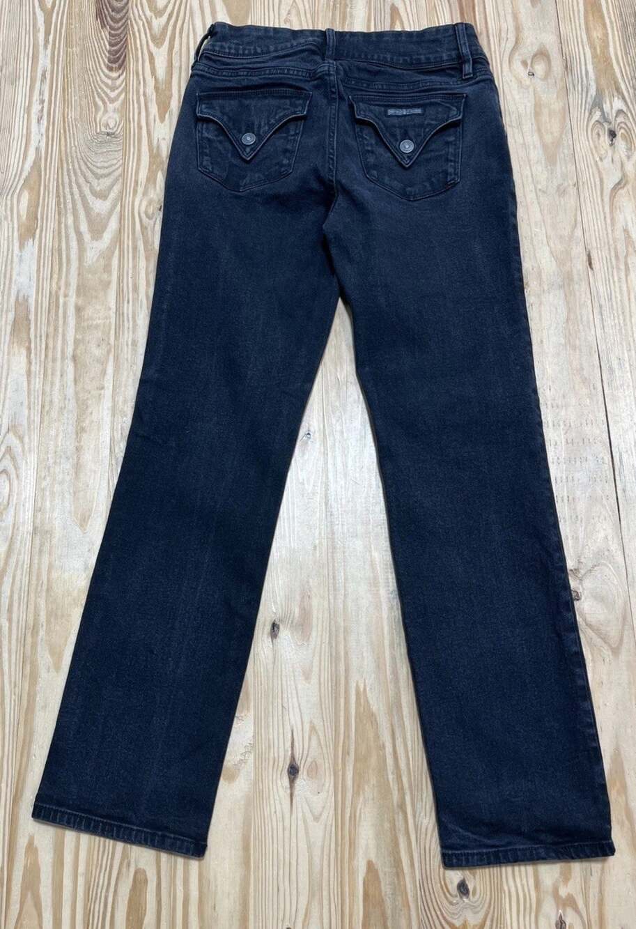Hudson Beth Baby Boot Jeans size 4 Black Denim High Rise Flap Button Pocket